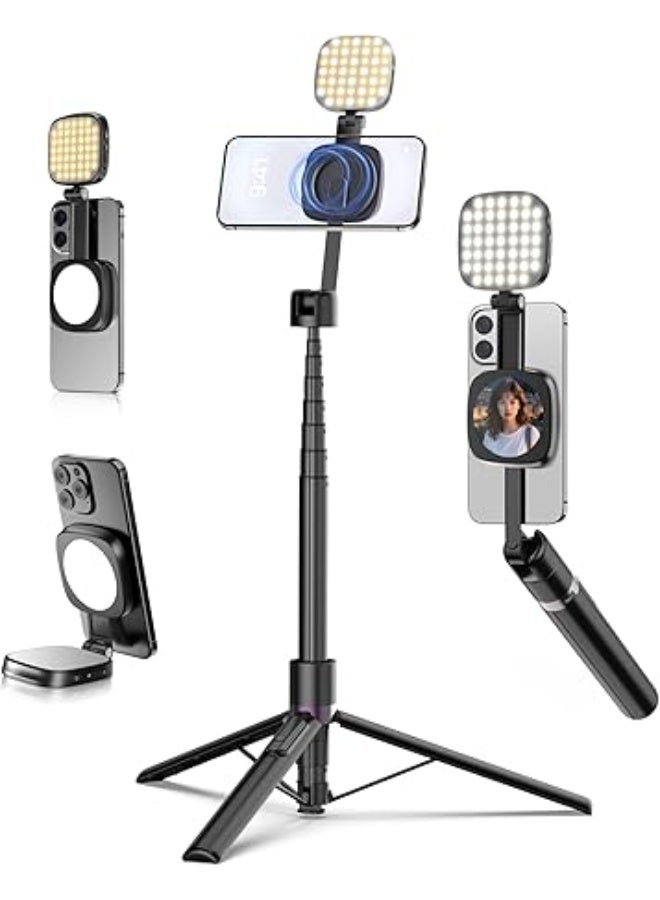 تونوف حامل هاتف ثلاثي القوائم مع ريموت وحامل للهاتف، حامل ثلاثي القوائم للسفر/تسجيل الفيديو، حامل هاتف ذكي طويل متوافق مع كاميرا الويب - Image 1